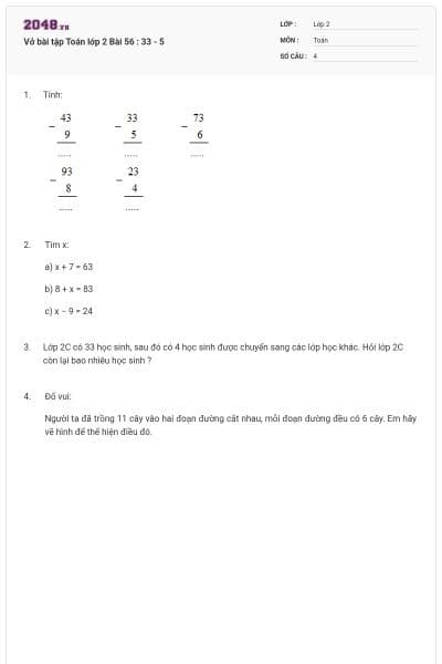 Vở bài tập Toán lớp 2 Bài 56 : 33 - 5