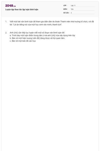 Luyện tập thao tác lập luận bình luận