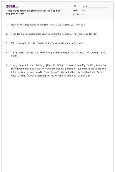 Tiếng mẹ đẻ nguồn giải phóng các dân tộc bị áp bức (Nguyễn An Ninh)