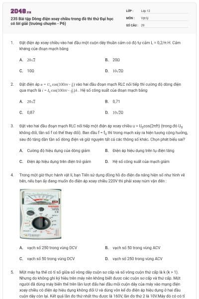 235 Bài tập Dòng điện xoay chiều trong đề thi thử Đại học có lời giải (trường chuyên - P6)