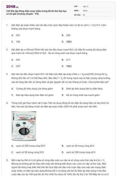 235 Bài tập Dòng điện xoay chiều trong đề thi thử Đại học có lời giải (trường chuyên - P6)