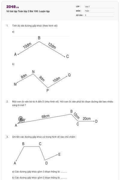 Vở bài tập Toán lớp 2 Bài 100: Luyện tập