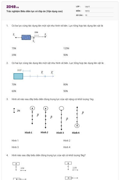 Trắc nghiệm Biểu diễn lực có đáp án (Vận dụng cao)
