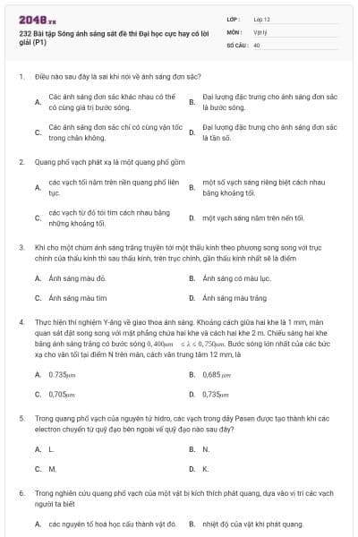 232 Bài tập Sóng ánh sáng sát đề thi Đại học cực hay có lời giải (P1)