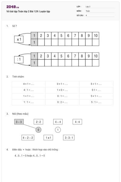 Vở bài tập Toán lớp 2 Bài 129: Luyện tập