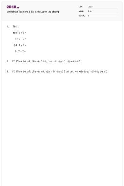 Vở bài tập Toán lớp 2 Bài 131: Luyện tập chung