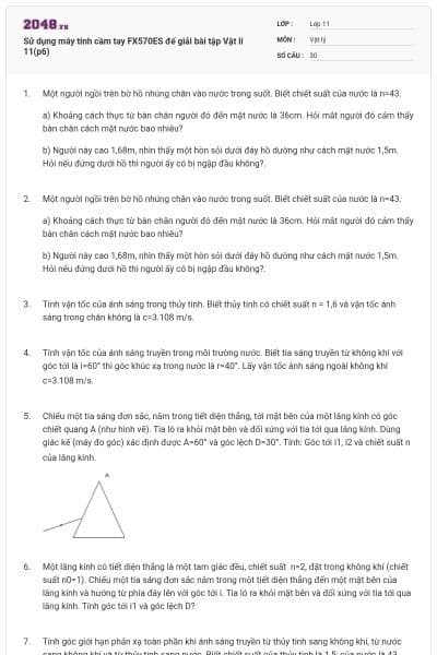 Sử dụng máy tính cầm tay FX570ES để giải bài tập Vật lí 11(p6)