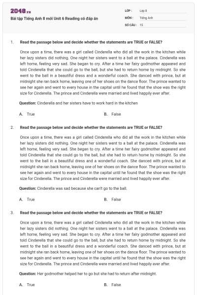 Bài tập Tiếng Anh 8 mới Unit 6 Reading có đáp án