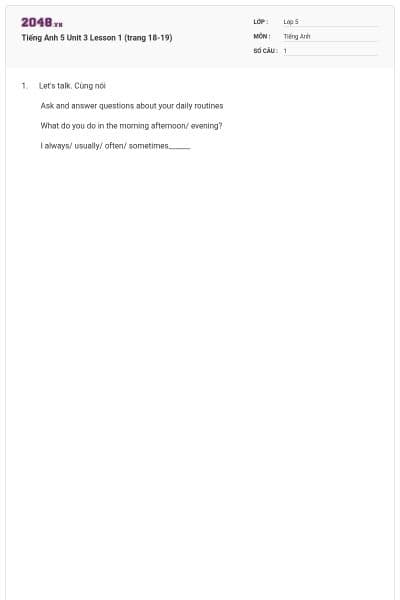 Tiếng Anh 5 Unit 3 Lesson 1 (trang 18-19)