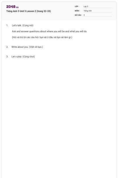 Tiếng Anh 5 Unit 5 Lesson 2 (trang 32-33)