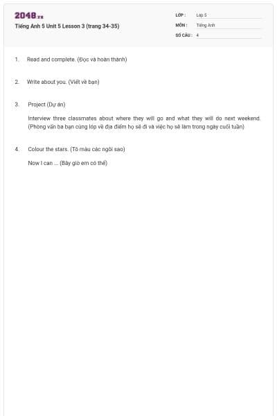 Tiếng Anh 5 Unit 5 Lesson 3 (trang 34-35)