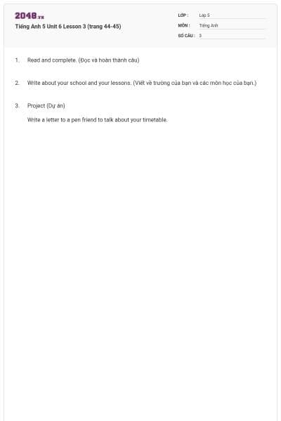 Tiếng Anh 5 Unit 6 Lesson 3 (trang 44-45)