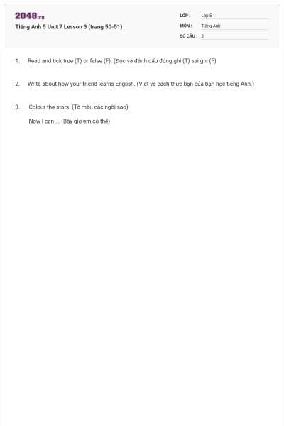 Tiếng Anh 5 Unit 7 Lesson 3 (trang 50-51)