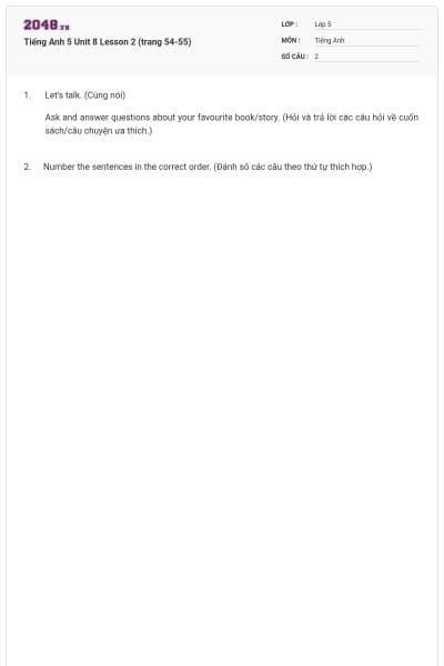 Tiếng Anh 5 Unit 8 Lesson 2 (trang 54-55)