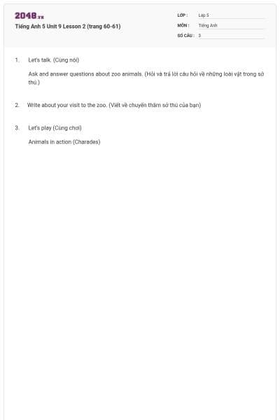 Tiếng Anh 5 Unit 9 Lesson 2 (trang 60-61)