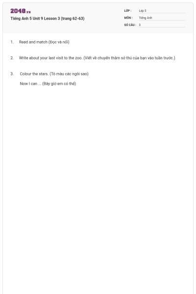 Tiếng Anh 5 Unit 9 Lesson 3 (trang 62-63)