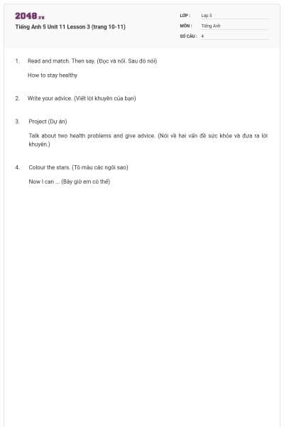 Tiếng Anh 5 Unit 11 Lesson 3 (trang 10-11)