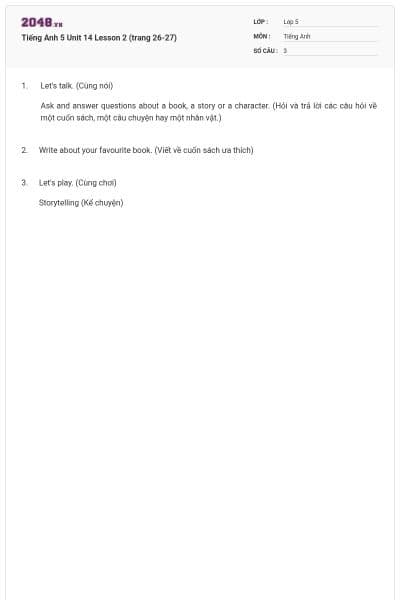 Tiếng Anh 5 Unit 14 Lesson 2 (trang 26-27)