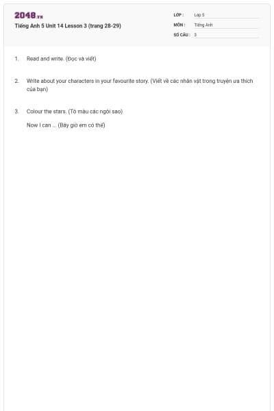 Tiếng Anh 5 Unit 14 Lesson 3 (trang 28-29)