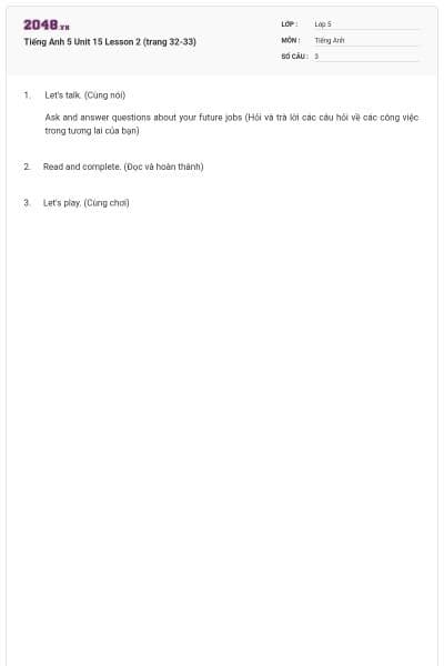 Tiếng Anh 5 Unit 15 Lesson 2 (trang 32-33)