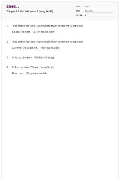 Tiếng Anh 5 Unit 16 Lesson 3 (trang 44-45)