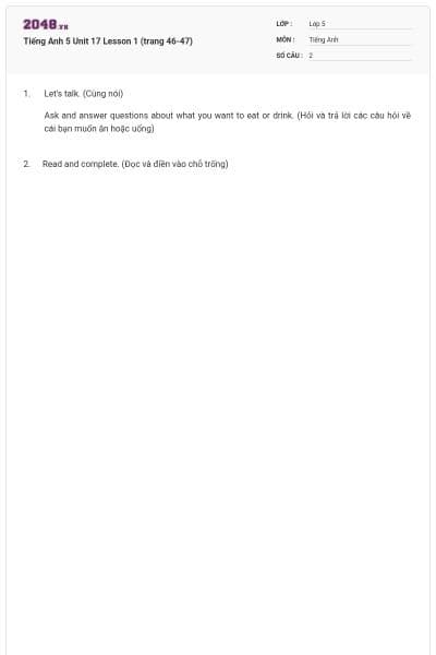 Tiếng Anh 5 Unit 17 Lesson 1 (trang 46-47)