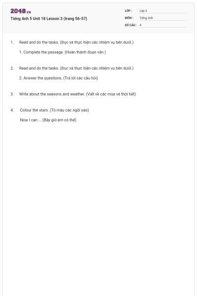 Tiếng Anh 5 Unit 18 Lesson 3 (trang 56-57)