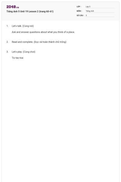 Tiếng Anh 5 Unit 19 Lesson 2 (trang 60-61)