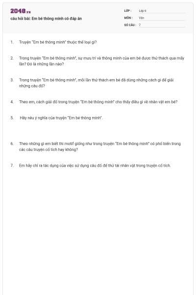 câu hỏi bài: Em bé thông minh có đáp án