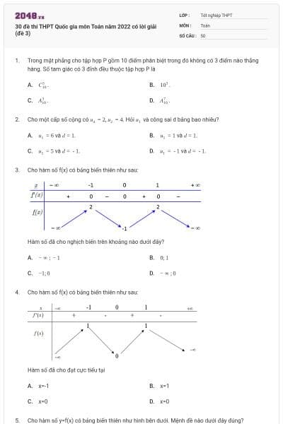 30 đề thi THPT Quốc gia môn Toán năm 2022 có lời giải (đề 3)
