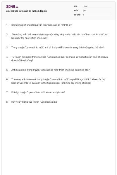 câu hỏi bài: Lợn cưới áo mới có đáp án