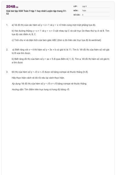 Giải bài tập SGK Toán 9 tập 1 hay nhất Luyện tập trang 51-52