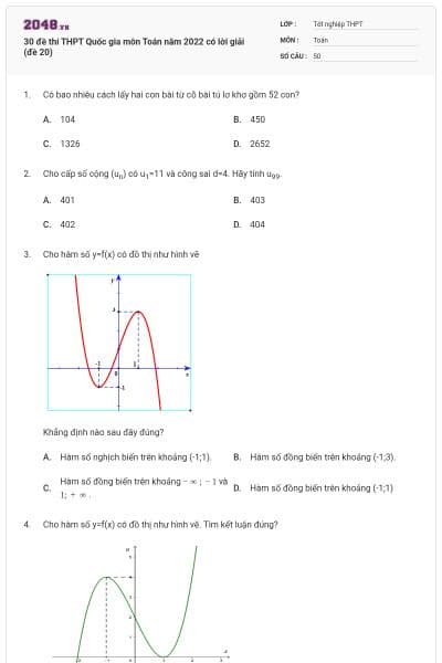 30 đề thi THPT Quốc gia môn Toán năm 2022 có lời giải (đề 20)