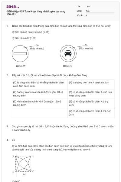 Giải bài tập SGK Toán 9 tập 1 hay nhất Luyện tập trang 100-101