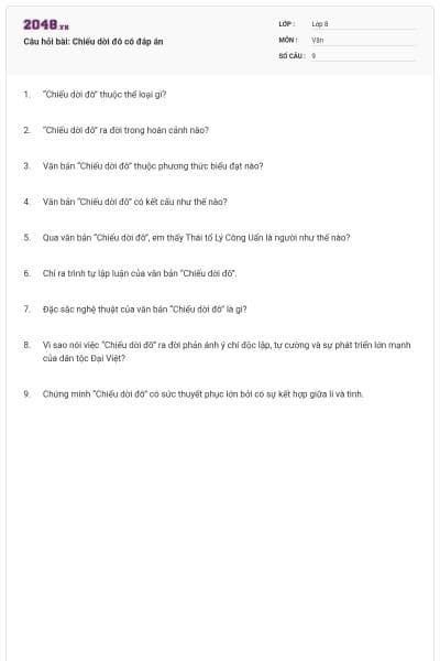 Câu hỏi bài: Chiếu dời đô có đáp án