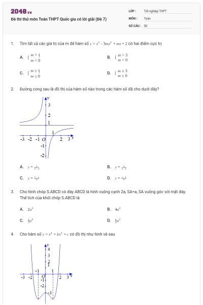 Đề thi thử môn Toán THPT Quốc gia có lời giải (Đề 7)