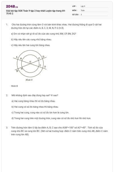 Giải bài tập SGK Toán 9 tập 2 hay nhất Luyện tập trang 69-70 Kì 2