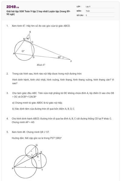 Giải bài tập SGK Toán 9 tập 2 hay nhất Luyện tập (trang 89-90 sgk)