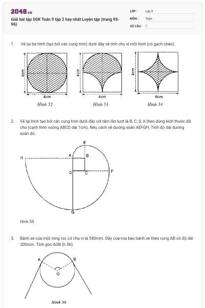 Giải bài tập SGK Toán 9 tập 2 hay nhất Luyện tập (trang 95-96)