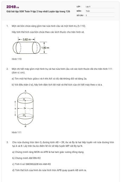 Giải bài tập SGK Toán 9 tập 2  hay nhất Luyện tập trang 126