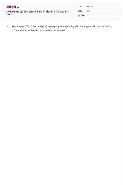 Đề kiểm tra tập làm văn số 1 lớp 11 Học kì 1 (có đáp án - Đề 1)