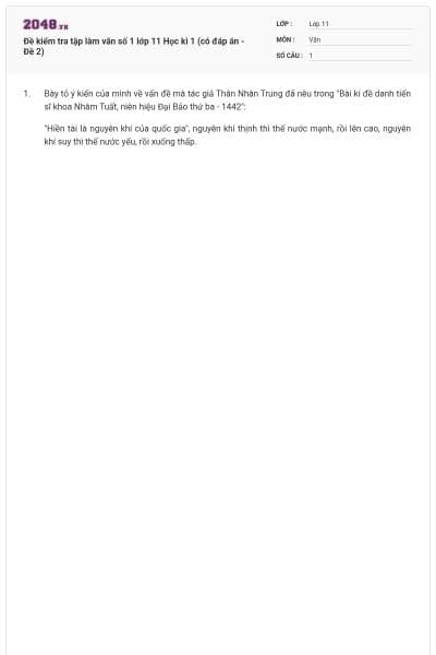 Đề kiểm tra tập làm văn số 1 lớp 11 Học kì 1 (có đáp án - Đề 2)