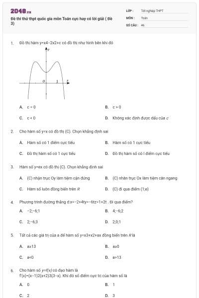 Đề thi thử thpt quốc gia môn Toán cực hay có lời giải ( Đề 3)