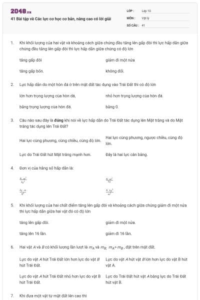 41 Bài tập về Các lực cơ học cơ bản, nâng cao có lời giải