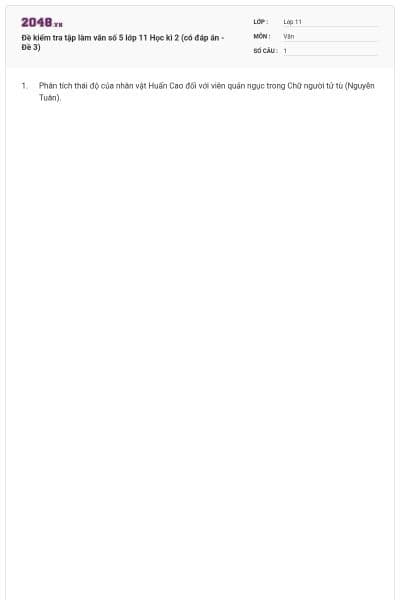 Đề kiểm tra tập làm văn số 5 lớp 11 Học kì 2 (có đáp án - Đề 3)