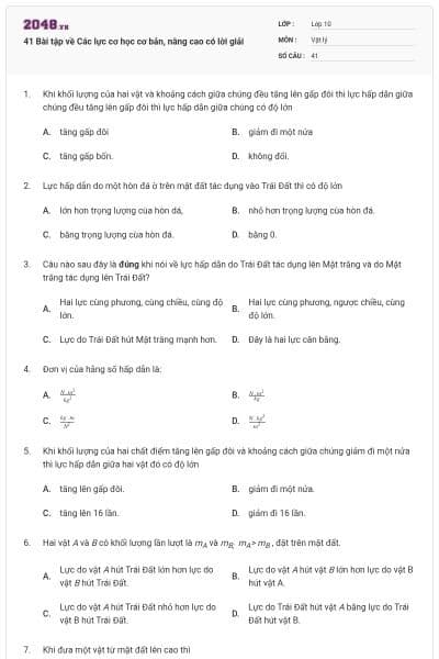 41 Bài tập về Các lực cơ học cơ bản, nâng cao có lời giải
