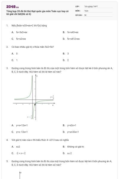 Tổng hợp 20 đề thi thử thpt quốc gia môn Toán cực hay có lời giải chi tiết(Đề số 6)