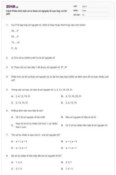 Cách Phân tích một số ra thừa số nguyên tố cực hay, có lời giải