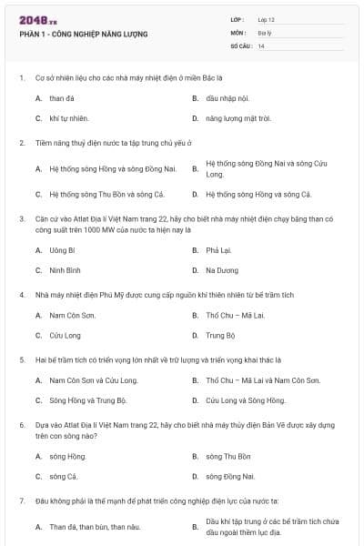 PHẦN 1 - CÔNG NGHIỆP NĂNG LƯỢNG