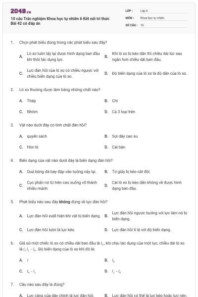 10 câu Trắc nghiệm Khoa học tự nhiên 6 Kết nối tri thức Bài 42 có đáp án
